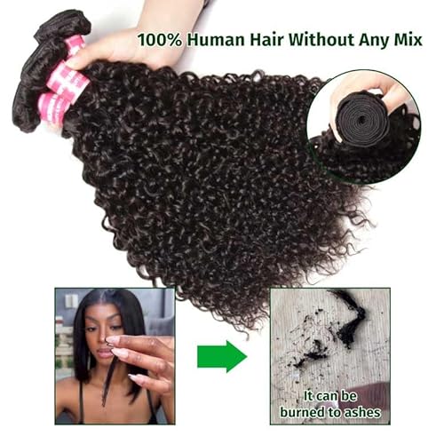 UNICE Human Hair Bundles Curly 16 18 20 inch 100% Unprocessed Brazilian Virgin Weave 3 Bundle Real Natural Black Human Hair Extensions 1B Natural Black Color for Women