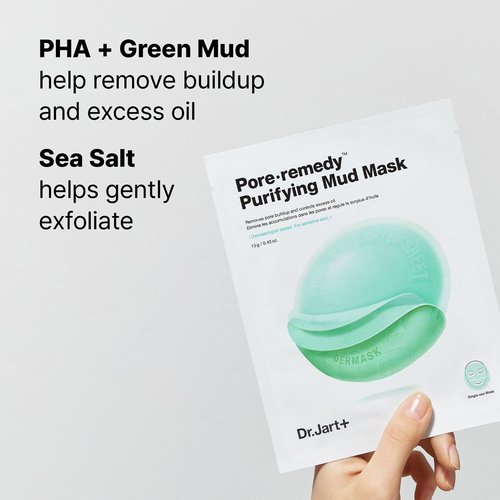 Dr.Jart+ Pore Remedy Purifying Mud Korean Face Mask | Sheet Mask | Korean Skin Care, 5 Pack
