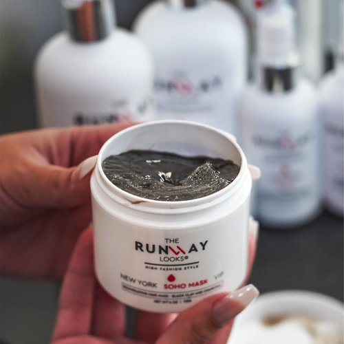 The Runway Looks Soho Rejuvenating Hair Mask, Black Clay Charcoal, Nourishes, Strengthens and Revitalizes Hair, Detoxifies Scalp, Improves Hair Overall Appearance (4oz)