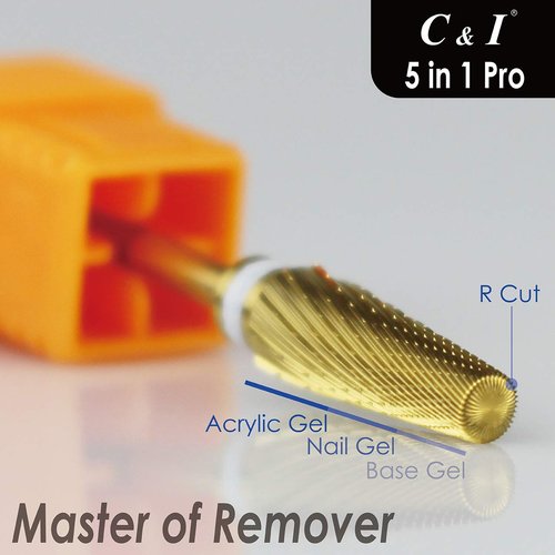 C & I 5 in 1 Nail Drill Bit, Mixed Sizes Edition, Cross Teeth, 2 Way, Professional Multi-function Nail Drills for Electric Manicure Drill Machine, Shank 3/32” (Pro)