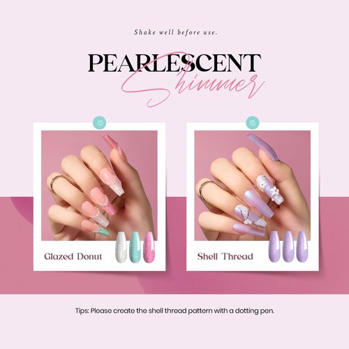 beetles Gel Polish Nail Set 20 Colors Healing Elixir Collection Manicure Kit with 6 Pcs Jelly Shimmer Giltter Nails Lady with Dreams Collection Transparent Pink Biege Gel