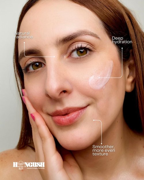 HONGUSH Hydrating Facial Cream with Three Types of Adaptogenic Mushrooms Extracts – For All Skin Types, 50ml