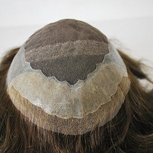 Toupee for Men Dark Brown Human Hair System Unit Hair piece #2 Pu Lace in Stock