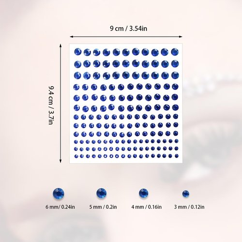 5 Sheets Self Adhesive Pearl Stickers, Flat Back Pearls Sticker, 4 Size Self Adhesive Rhinestone Gem Stickers for DIY Crafts Craft Card Decorations Nail Art Beauty Makeup (Blue)