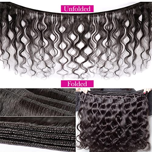Human Hair Bundles with Closure (22 24 26+20£¬Free Part) Body Wave Bundles with Lace Closure Brazilian Human Hair Weave Virgin Hair Weft 150% Density Natural Color for Black Women