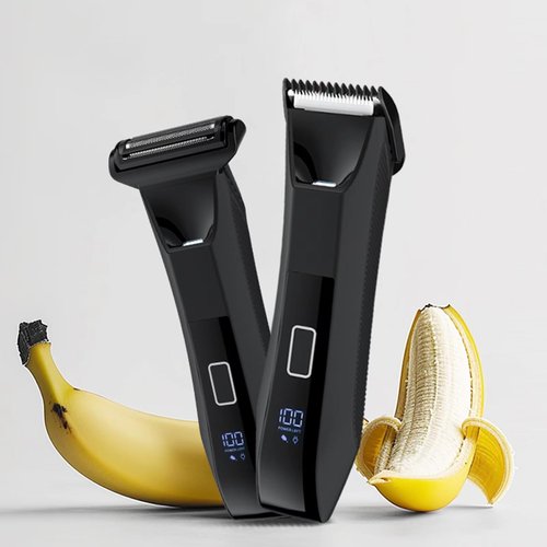 Zesuti 2-in-1 Manscape Trimmer for Men,Body & Groin Hair Trimmers for Men,Bikini Trimmer Women- Wet/Dry Electric Razors for Smooth No-Nick Shaving,IPX7 Waterproof Ball Shaver,LED Display,Black