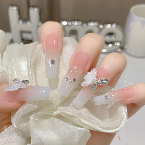 Kawaii Nail Charms Cute 3D Butterfly Nail Charms Butterflies Rhinestones for DIY Nail Art Decoration 30Pcs (1Style)