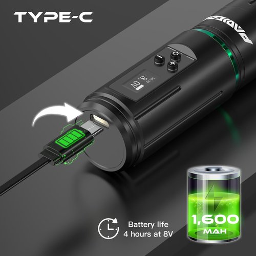Padieoe Tattoo Gun Kit, Tattoo Kit Wireless Tattoo Machine Kit 1,600 MAH Battery Tattoo Practice Pen with Digital Led Display Type-C Charged Tattoo Supplies for Beginners WTK280