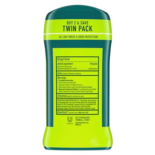 Degree Men Original Protection Antiperspirant Deodorant Extreme Blast Twin Pack 48-Hour Sweat and Odor Protection Antiperspirant For Men 2.7 oz