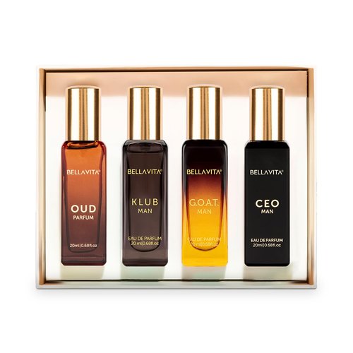 Bella Vita Luxury Men’s Premium Perfume Gift Bundle | Gift Set (4 x 0.68 fl. oz.) & KLUB Eau De Parfum (3.38 fl. oz.) | Elegant & Intense Fragrances for Men | Citrusy, Woody, Spicy Scents