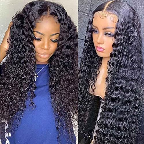 5x5 Lace Closure Wig Deep Wave 5x5 Hd Lace Closure Wigs Human Hair For Women 180% Density 100% Virgin Human Hair Free Part 5x5 Deep Curly Closure Wig Pre Plucked Realistic Looking 24 inch