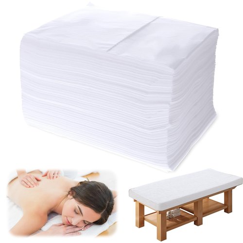100Pcs Disposable Massage Table Sheets 31" x 71" Non-Woven Fabric Disposable Bed Sheets Breathable SPA Bed Cover for Massage Beauty Tattoos