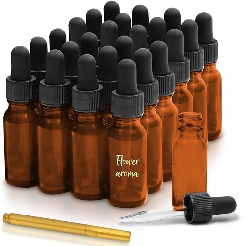 CULINAIRE Glass Dropper Bottles Amber Glass Eye Dropper Bottles for Essential Oil Serum and Liquid Extract, 1oz, Pack of 24