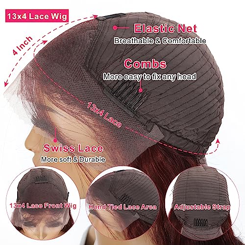 Reddish Brown Deep Wave Lace Front Wigs Human Hair 33b Color 13x4 HD Lace Frontal Wig for Women 180% Density Glueless Copper Red Curly Wig Pre Plucked 26 Inch