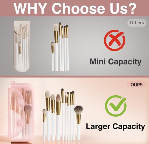 COOL-ANGLE Silicone Makeup Brush Holder Large Travel Makeup Brush Case Original Design Brushes Holder with Magnetic Closure Khaki