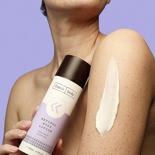 frank body Retinol Body Lotion | Firming & Smoothing Body Moisturizer | Evens Skin Tone & Improves Texture |With Retinol, Peptides & Berry Extracts | Vegan & Cruelty-Free | Berry Scent |140ml