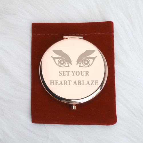 WUSUANED Anime Manga Mirror Inspirational Gift Set Your Heart Ablaze Anime Inspired Gifts Rengoku Slayer Makeup Mirror (Set Your Heart Ablaze Mirror)
