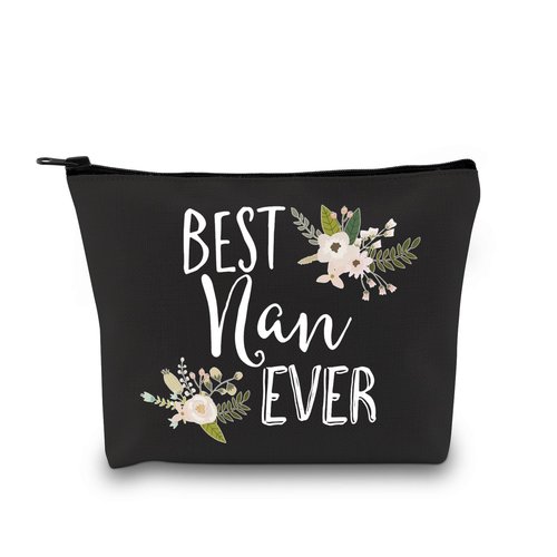 GJTIM Nan Gift for Grandma Makeup Bag Mother's Day Gifts Grandmother Birthday Gifts Best Nan Ever Cosmetic Bag Travel bag (Best Nan Ever Black)