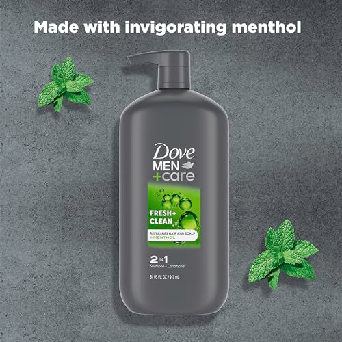 DOVE MEN + CARE 2 in 1 Shampoo and Conditioner Fresh & Clean for Clean Hair Shampoo and Conditioner for Stronger, Healthy Hair Everyday 31 oz