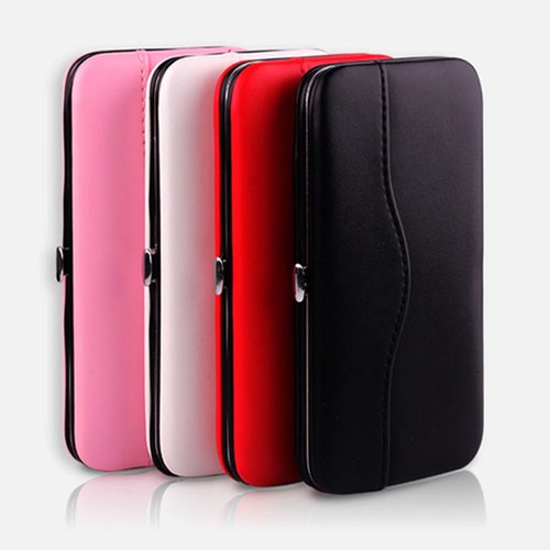 Small Tweezers Case for Eyelash Extensions, PU Leather Empty Storage Bag, Portable Travel Grafting Extension Makeup Tools Scissors Lash Brush (Pink) (TC-P)