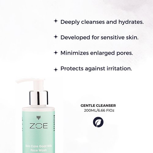 ZOE Skincare Organic Goat Milk Gentle Face Wash – Natural Hydrating Cleanser for Sensitive & Dry Skin – With Organic Aloe & Vitamin E – Paraben & Sulfate Free – Daily Cleanser for Women & Men