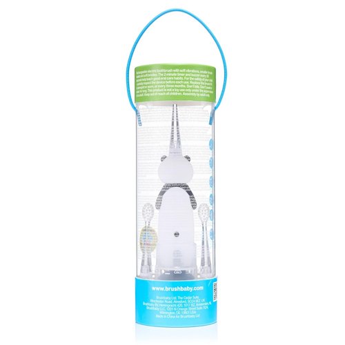BrushBaby - WildOnes - Kids Rechargeable Electric Toothbrush, Ages 0-10 - Pan-Pan Panda Design with Flashing Lights - DeepClean Bristles for Superior Cleaning - 2 Replacement Brush Heads, 1 USB Cable