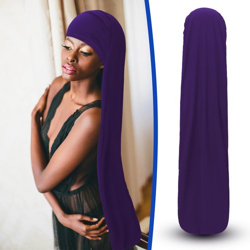 Twistover 4 Pcs Jumbo Dreadlock Cap 37'' Hair Dreads Head Wrap Loc Wraps for Dreads Hair Accessories for Men Women Sleeping(Black, Red, Purple, and Beige)