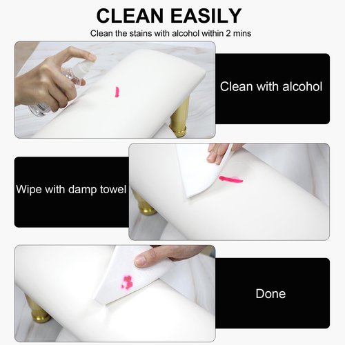 Arm Rest for Nail Tech,Height Adjustable Manicure Nail Hand Rest Pillow,Cleanable Leather Nail Arm Rest Stand for Acrylic Nail Art Tech Salon Home Use,Non-slip Gold Legs(White)