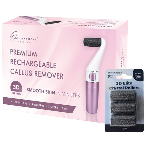 Own Harmony Electric Callus Remover for Feet and 6 Rollers Bundle: Rechargeable Pedicure Tools & Professional Foot Care for Women - Electronic Foot File Sander - Best for Hard Dry, Dead, Cracked Skin