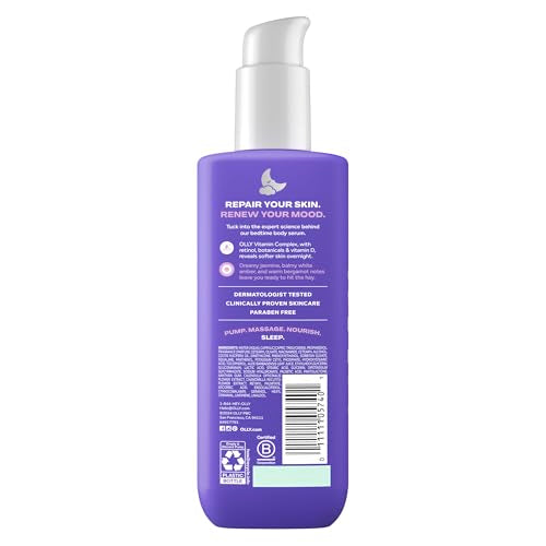 OLLY Renew Body Lotion-Serum with Vitamin D, Retinol & Botanicals ? Nourishing Cleanser for Skin Barrier Repair, Deep Hydration, Jasmine Bergamot Scent, 8oz