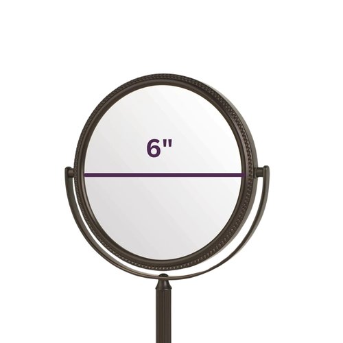 JERDON Two-Sided Tabletop Makeup Vanity Mirror - 10X-1X Magnification & Swivel Design - 6-Inch Diameter Portable Mirror - Bronze Finish - Model JP910BZP
