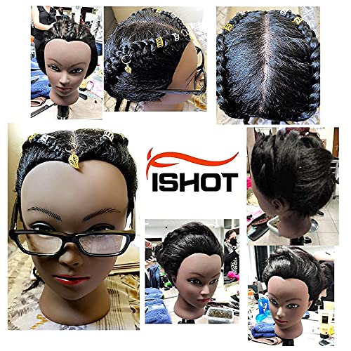 ISHOT Mannequin Head Human Hair-100% Real Human Hair,Hairdresser Training Head,Doll Head,Beauty School Hair Practice Head,Manikin Cosmetology Black