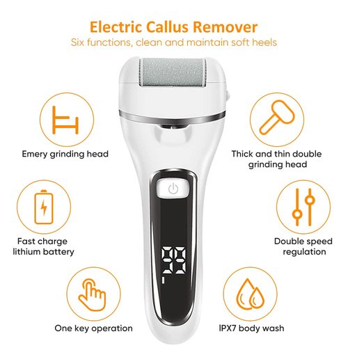 Electric Foot Callus Remover, Foot Polisher for Feet with Rechargeable Waterproof Professional Pedicure Kit, Black, 20 Count (Pack of 10)