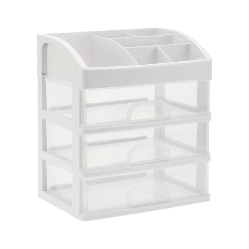 VOCOSTE Makeup Organizer Countertop, 3 Clear Drawers Makeup Organizer, Skincare Organizers for Lotions Lipstick Brushes, Make Up Organizers for Counter