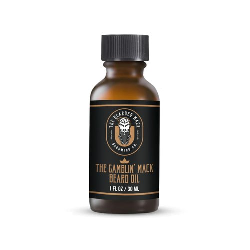 The Bearded Mack Grooming Co Beard Oil - Gamblin' Mack - Oud, Leather & Frankincense - Hydrates and Soothes, Handcrafted in USA, 1 Fl Oz