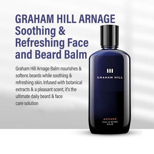 Graham Hill Arnage Soothing & Refreshing Face and Beard Balm for Men, 200ml - Men's Face Moisturizer, Vegan Beard Moisturiser for Men with Panthenol, Jojoba Oil & American Cuckoo Flower