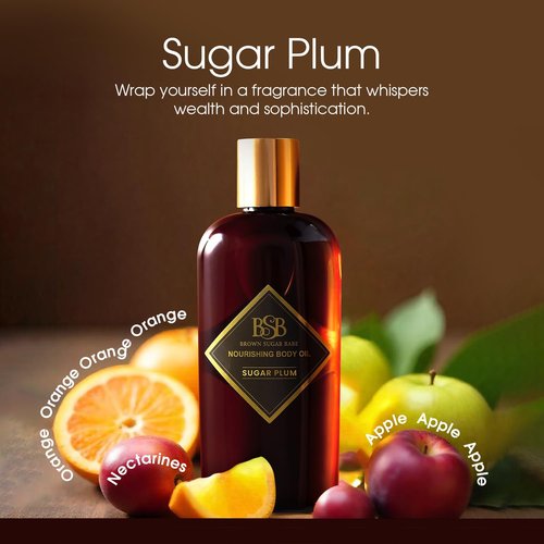 Brown Sugar Babe Sugar Plum Body Oil, Nourishing Scented Oil for Women with Maple and Raspberry Perfume Oils, Skin Care, Paraben Free, Perfume Body-Oil, Made in USA
