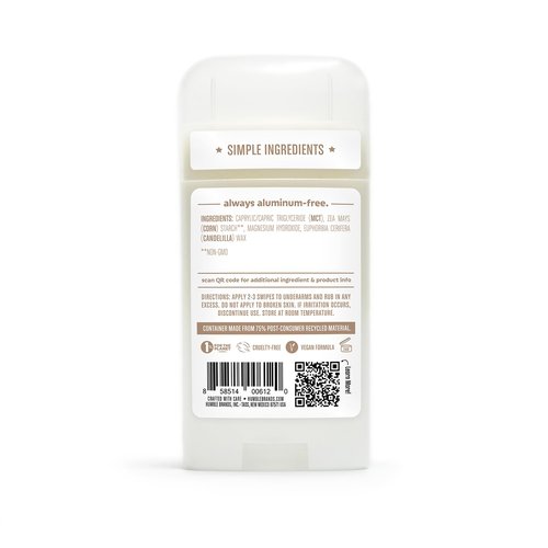 HUMBLE BRANDS Aluminum-Free Deodorant, Vegan and Cruelty- free, Formulated for Sensitive Skin, Simply Unscented, 2.5 Ounce (Pack of 3)