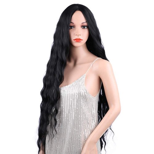 Atohallan Long Black Wig for Women 36 inch Super Long Water Wavy Wigs Heat Resistant Synthetic Soft Wavy Fluffy Curly Wig for Daily Party Use Halloween Wig