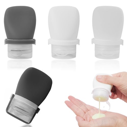 BienBion 1oz Silicone Travel Bottles for Toiletries (4-Pack), TSA Approved Leakproof Toiletry Bottles with Locking Lid, Refillable Travel Size Containers for Shampoo, Body Wash, Camping & Trips