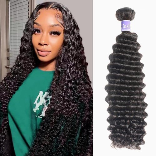 UDesire Deep Wave Human Hair Bundles 24Inch 12 A Brazilian Deep Wave Bundles Human Hair 100% Unprocessed Virgin Hair Deep Curly Weave Extensions