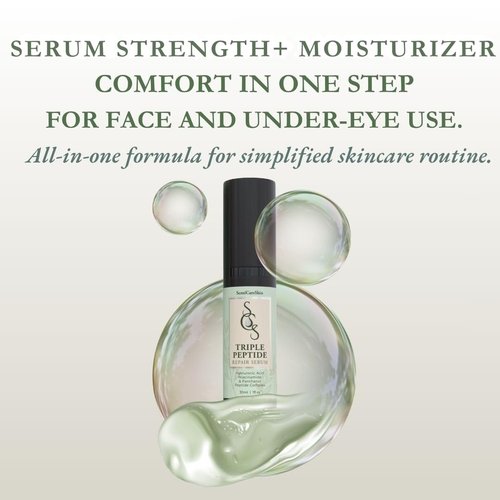 SensiCareSkin Next-Gen Bioactive Peptide + Marine Repair Serum – Hydrating & Firming Face + Eye Moisturizer with Caffeine, Ceramides & Hyaluronic Acid | Anti-Aging & Sensitive-Skin Safe, 1 oz