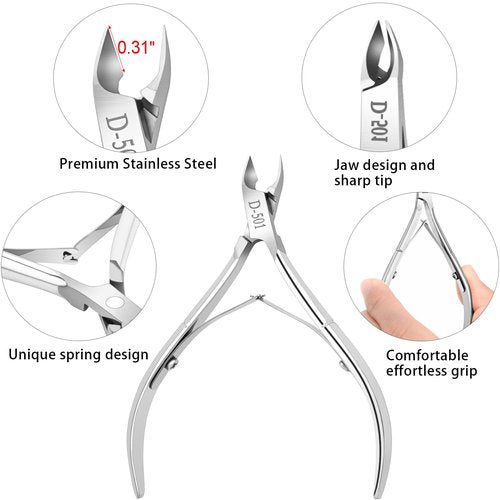 4 Packs Cuticle Nipper, Premium Stainless Steel Cuticle Trimmer for Manicure & Pedicure at Home/Spa/Salon [Silver]