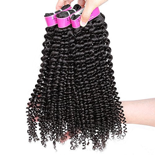 Yvonne Kinky Curly Human Hair Weave 3 Bundles Brazilian Virgin Hair Extension with Natural Color (16 16 16)