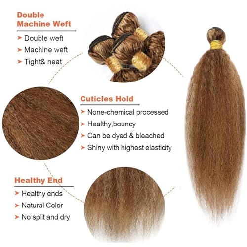 P430 Bundles Human Hair Highlight Kinky Straight Bundle 14 16 18 Inch Brown Kinky Straight 3 Bundles Brazilian Virgin Hair Extensions