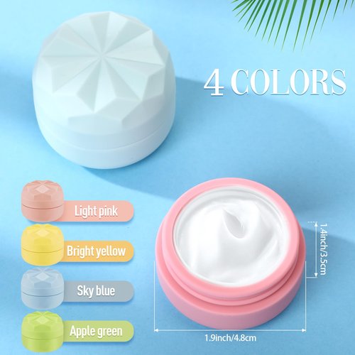 Maxcheck 4 Pcs Travel Containers for Toiletries, Silicone Cream Jars, Small Leak Proof Travel Lotion Container 0.68 oz Refillable Travel Jars with Lids for Cosmetic Makeup Face Body Hand Cream