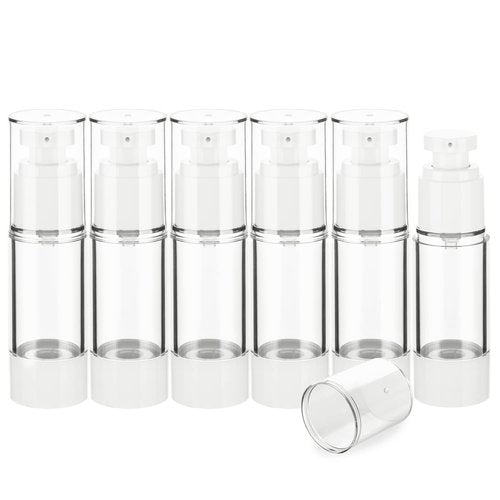 IFDGCTK 1OZ/30ML Clear Airless Pump Bottles, Lotion Dispenser Travel with Pump, Vacuum Plastic Travel Size Lotion Bottle for Foundation, Creams, Cosmetic(6 Pack)