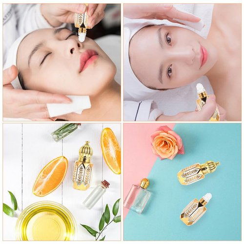 GLEAVI 12 pcs Essential Ml Mini Fragrance Exquisite Tiny Er Perfume Refillable Plastic Oil DIY Sub-ing Perfumes Balms On Golden Dispensing Gold Arabic Small for Container