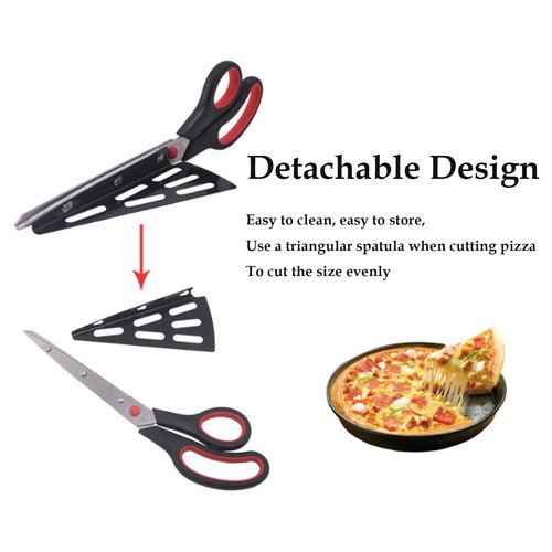 AEITOTT Pizza Scissors, Non-Stick Pizza Scissors with Firm Grip Base, Stainless Steel Pizza Scissor Cutter, Food Grade Pizza Cutter, Food Slicer & Pizza Server, Durable, Safe & Mess Free