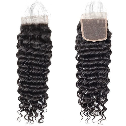 Deep Wave 4x4 Lace Closure Pre Plucked Transparent Brazilian Human Hair Closure With Baby Hair Top Swiss Lace Closure Free Part Natural Black 16inch
